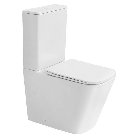 Унитаз-компакт безободковый Abber Rechteck AC1210 с тонкой крышкой микролифт (выпуск горизонтальный), Цвет производителя: белый матовый - фото 