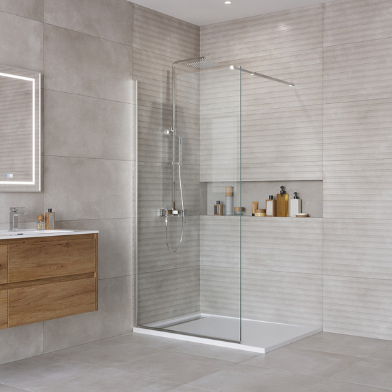 Душевая перегородка BelBagno 100 см KRAFT-L-1-100-C-Cr, хром/прозрачное - фото 