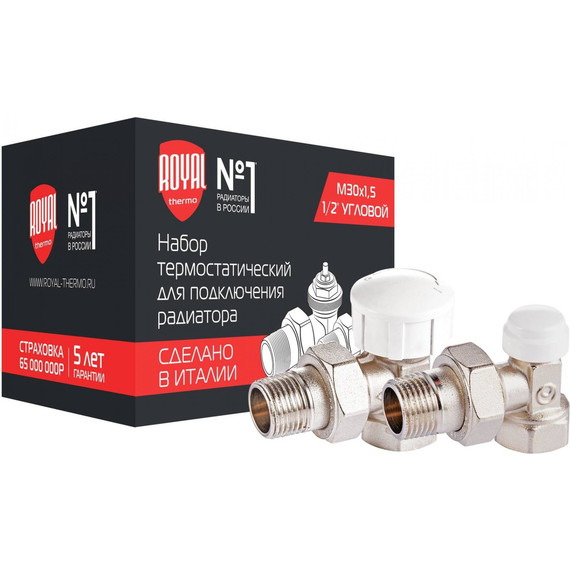 Вентиль термостатический угловой Royal Thermo 1/2" М30х1,5 - фото 