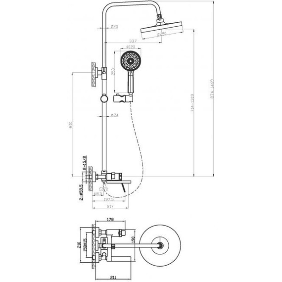 Душевая стойка BelBagno ALBANO-VSCM-CRM - фото, картинка 2 Душевая стойка BelBagno ALBANO-VSCM-CRM - фото 2