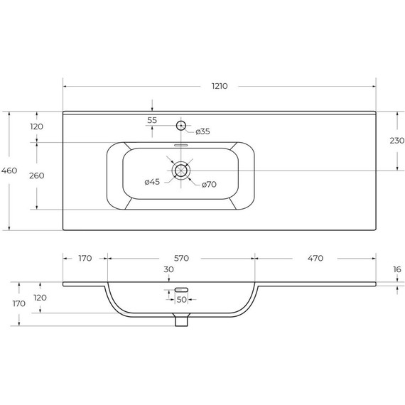 Тумба подвесная с раковиной Cezares 120 см ECO-CER-N-1200-2C-1A-SO-BL-L, bianco lucido - фото 4