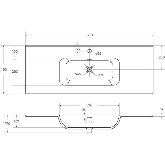 Тумба подвесная с раковиной Cezares 120 см ECO-CER-N-1200-2C-SO-BO, bianco opaco - фото 4