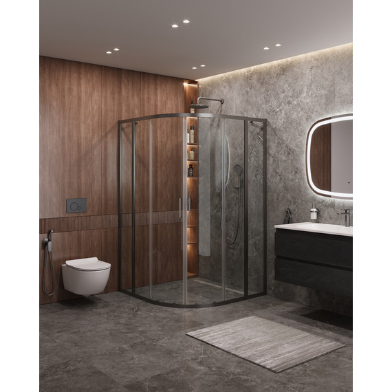 Душевое ограждение Cezares 120x120 см MOLVENO-R-22-100+20-C-GM-IV, оружейная сталь/прозрачное - фото 