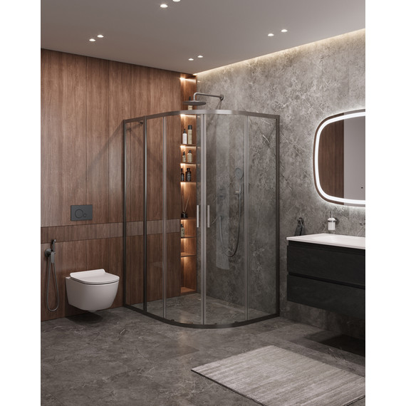 Душевое ограждение Cezares 130x100 см MOLVENO-RH-2-130/100-C-GM-IV, оружейная сталь/прозрачное - фото 