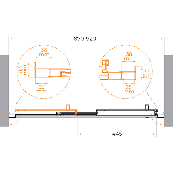 Душевая дверь Cezares 90 см MOLVENO-BF-3-90-C-GM-IV, оружейная сталь/прозрачное - фото 7