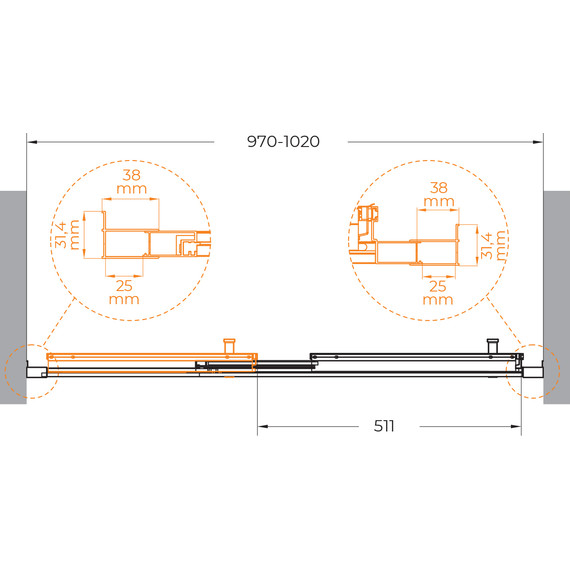 Душевая дверь Cezares 100 см MOLVENO-BF-3-100-C-GM-IV, оружейная сталь/прозрачное - фото 7