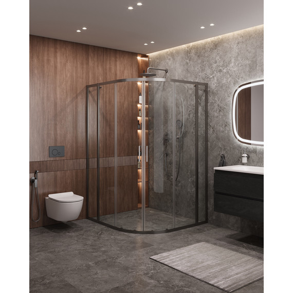 Душевое ограждение Cezares 120x110 см MOLVENO-RH-22-120/110-C-GM-IV, оружейная сталь/прозрачное - фото 