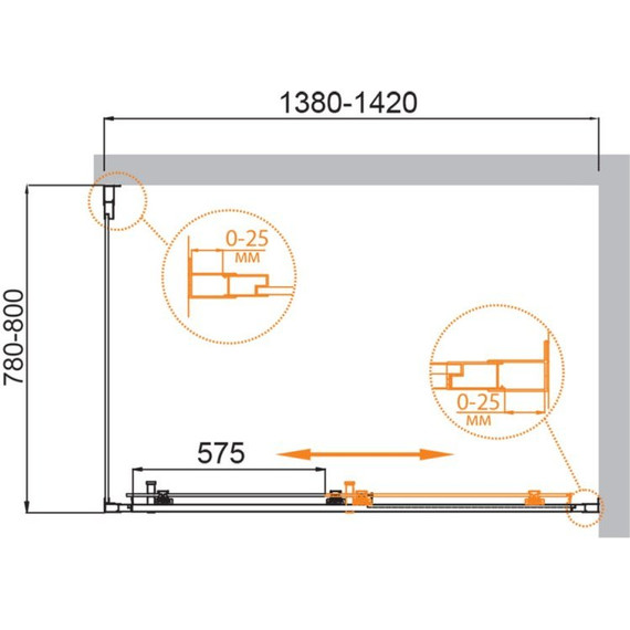 Душевое ограждение Cezares 140x90 см MOLVENO-AH-11-140/90-C-BORO-IV, брашированное золото/прозрачное - фото 6