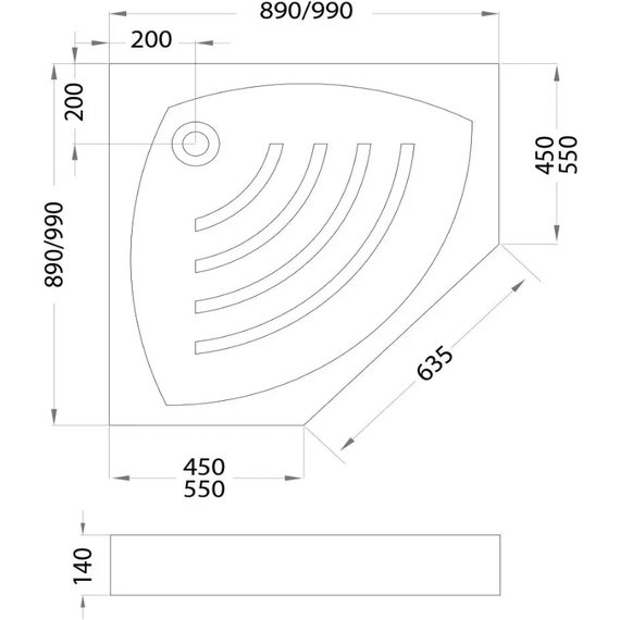 Поддон Veconi Tezeo 100x100 см TZ03-100T-01-19C1 - фото 2