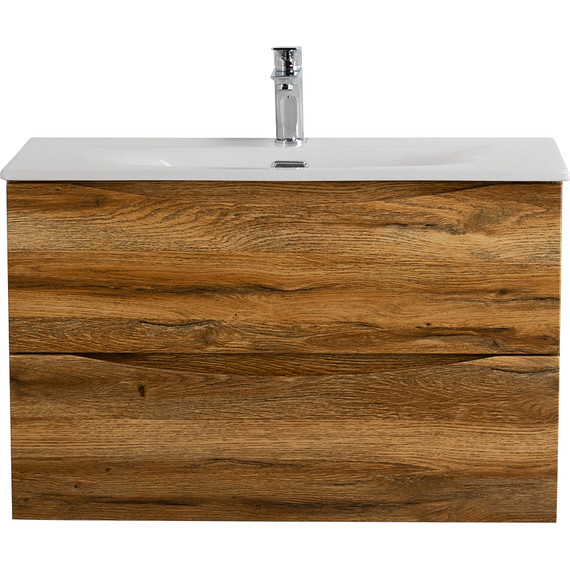 Тумба подвесная с раковиной BelBagno 70 см MARINO-CER-MINI-700-2C-SO-RR-P, rovere rustico - фото 