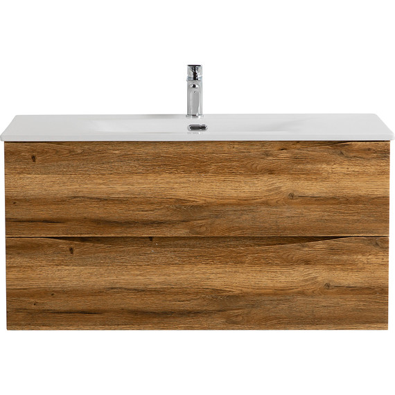 Тумба подвесная с раковиной BelBagno 100 см MARINO-CER-N-1000-2C-SO-RR-P, rovere rustico - фото 
