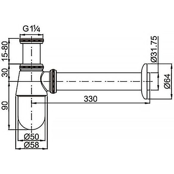 Сифон универсальный Azario G1 1/4 AZ-107-CHR - фото 4
