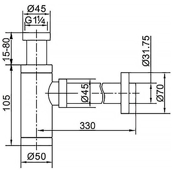 Сифон универсальный Azario G1 1/4 AZ-108-WHI, белый - фото 4