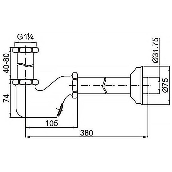 Сифон универсальный Azario G1 1/4 AZ-108-CHR - фото 3