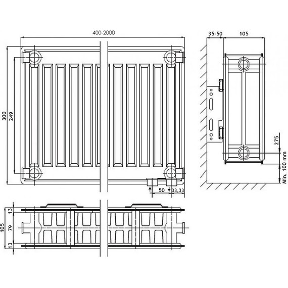 Радиатор Azario 600х300 мм AZ-C22-300-600 - фото 5