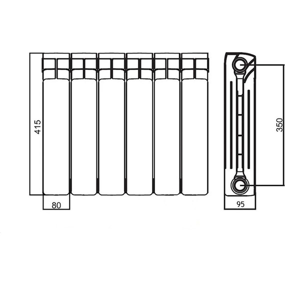 Радиатор Azario BM350/100/8 640х400 мм (8 секций) белый - фото 4