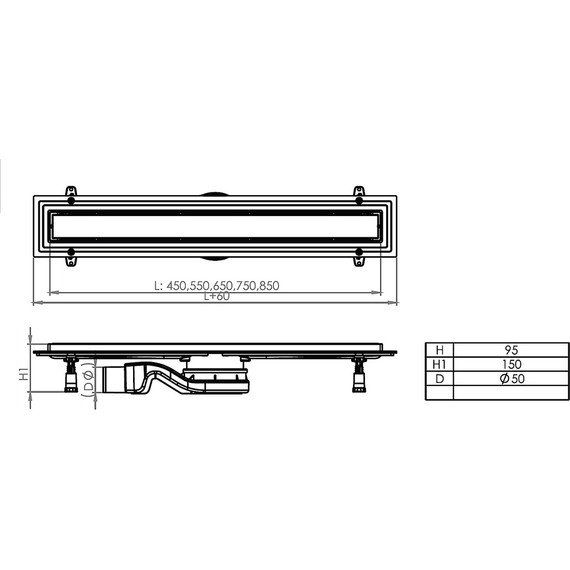 Трап Azario 65 см AZ1105-00165 (под плитку) - фото 5