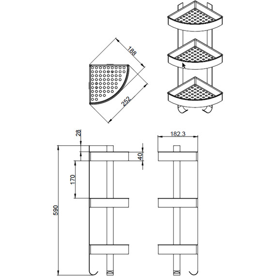 Полка угловая Azario AZ-833-3 - фото 2