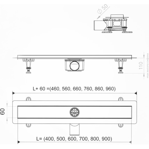 Трап Azario AZPP01-40 см Ceramic (под плитку) - фото 6