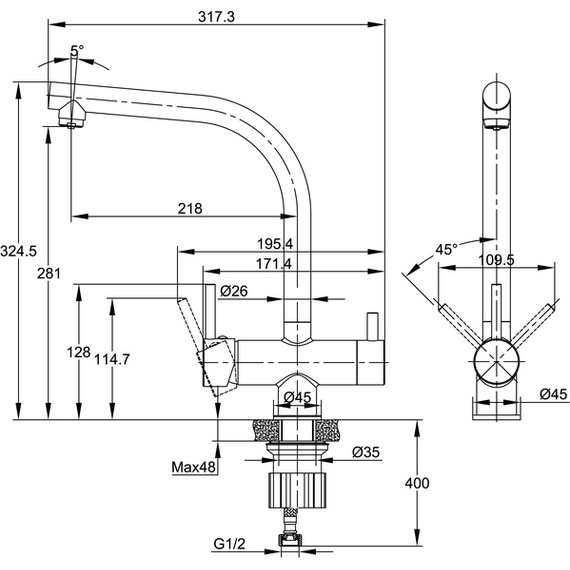 Смеситель для кухни Cersanit Crea A64840 - фото 15