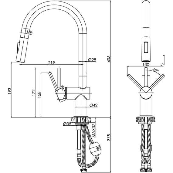 Смеситель для кухни Cersanit Brasko A68225, чёрный - фото 15