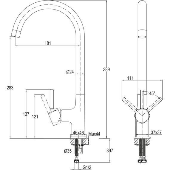 Смеситель для кухни Cersanit Elio A68260, сатин - фото 13