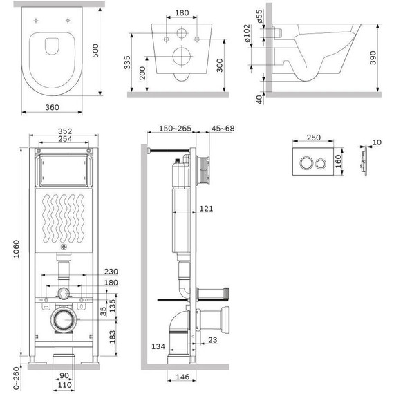 Инсталляция с подвесным унитазом комплект: Am.Pm ErgoFit FlashClean IS110151.741701 с подвесным безободковым унитазом, сиденье микролифт, кнопка смыва хром - фото 4
