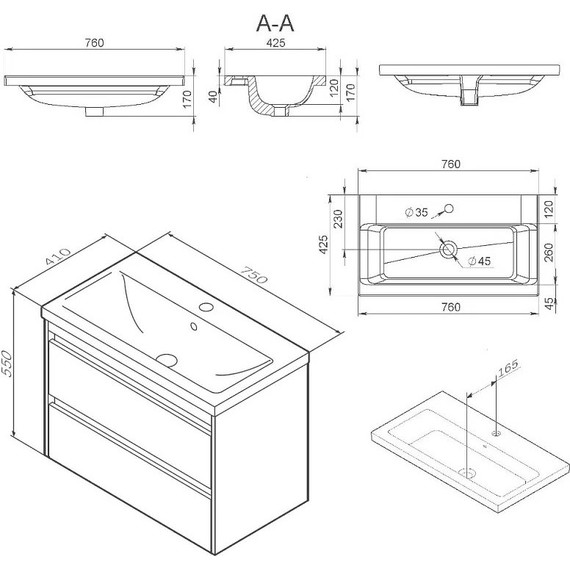 Тумба подвесная раковиной Am.Pm Pulse 75 см M91-FHX0752-WCC0752WG, белый глянцевый - фото 3