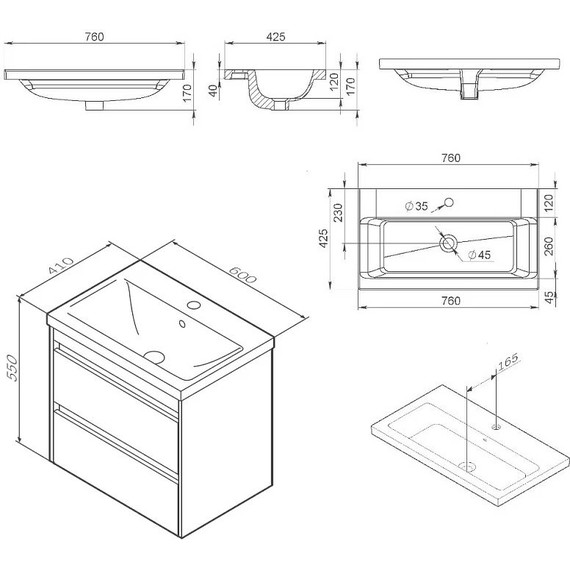 Тумба напольная с раковиной Am.Pm Pulse 60 см M91-FHX0602-WCC0602WG, белый глянцевый - фото 3