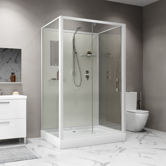 Душевая кабина Niagara Standart 100x80 см ST100/80/15Q/BK, белый/прозрачное - фото 