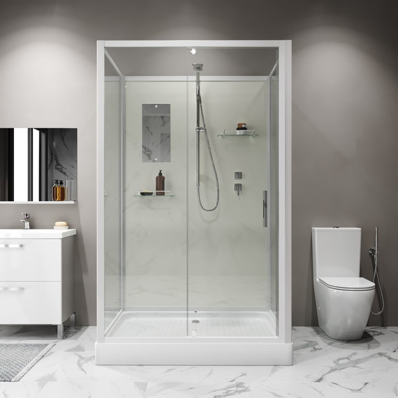 Душевая кабина Niagara Standart 100x80 см ST100/80/15Q/BK, белый/прозрачное - фото 4