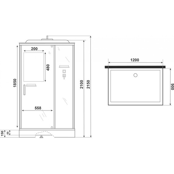 Душевая кабина Niagara Standart 120x90 см ST120/90/15Q, белый/прозрачное - фото 10