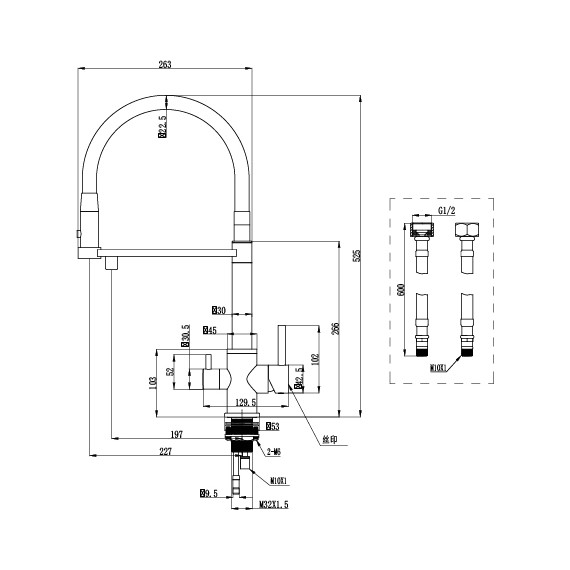 Смеситель для кухни Cersanit Zen A68250, чёрный - фото 17
