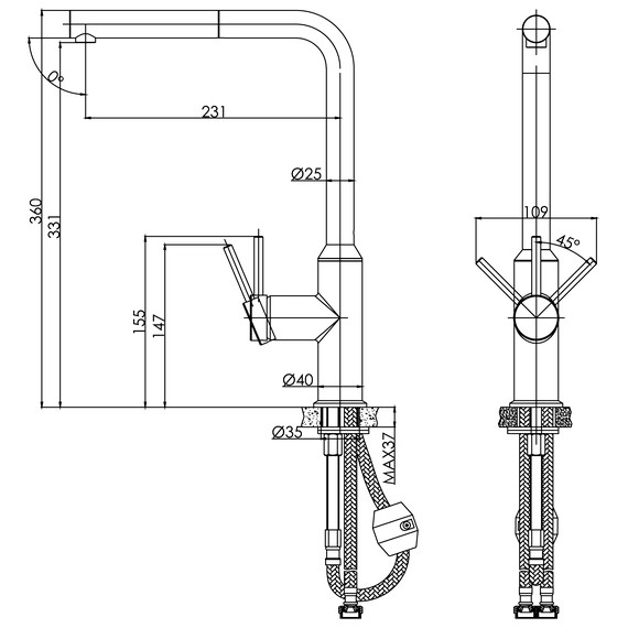 Смеситель для кухни Cersanit Flavis A68247, чёрный - фото 12