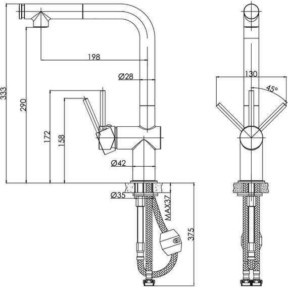 Смеситель для кухни Cersanit Flavis A68238, сатин - фото 15