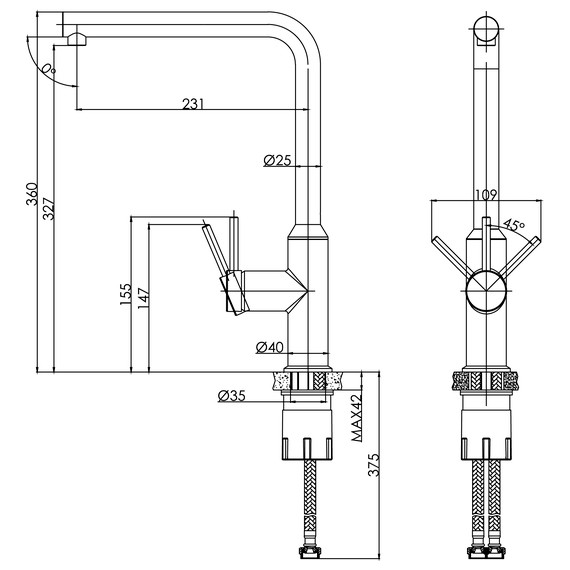 Смеситель для кухни Cersanit Flavis A68240, чёрный - фото 15