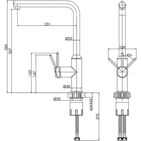 Смеситель для кухни Cersanit Flavis A68241, сатин - фото 14