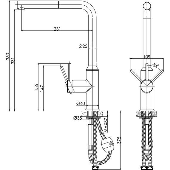 Смеситель для кухни Cersanit Flavis A68248, сатин - фото 13