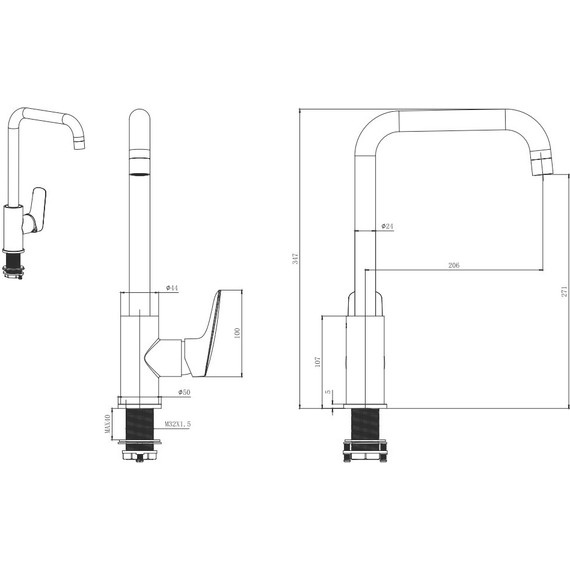 Смеситель для кухни Aquatek Вега AQ1081CR, Цвет производителя: хром - фото 8
