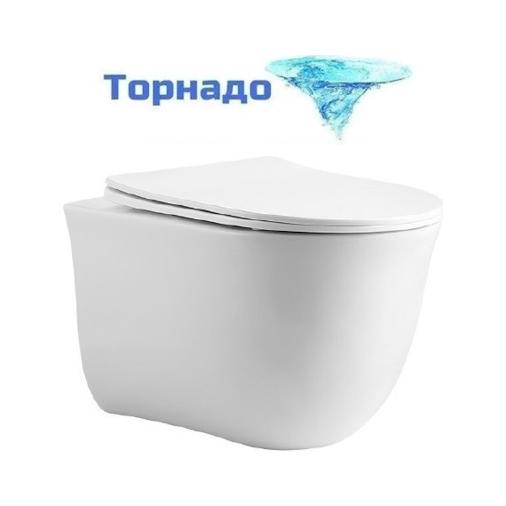 Унитаз подвесной безободковый Aquatek Классик AQ1112T-00 с крышкой микролифт (система смыва Торнадо) - фото 