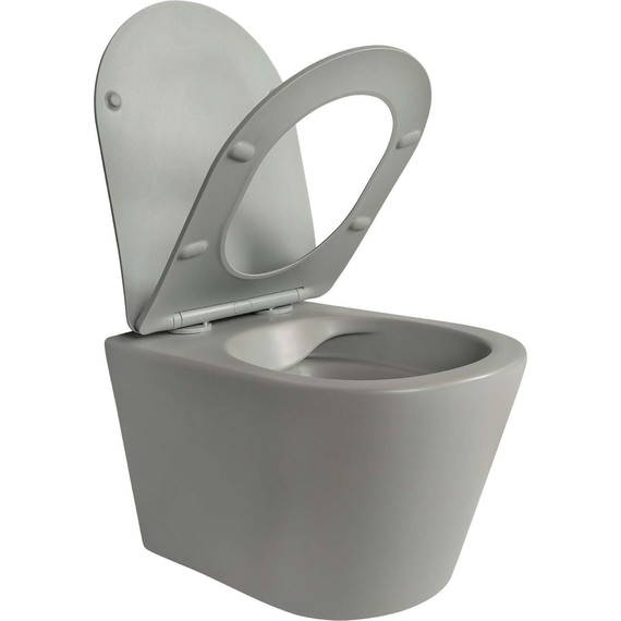 Унитаз подвесной безободковый Aquatek Вега AQ1905-MG с тонкой крышкой микролифт, серый матовый - фото 3