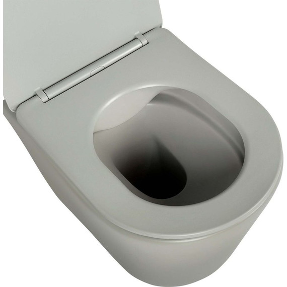 Унитаз подвесной безободковый Aquatek Вега AQ1905-MG с тонкой крышкой микролифт, серый матовый - фото 5