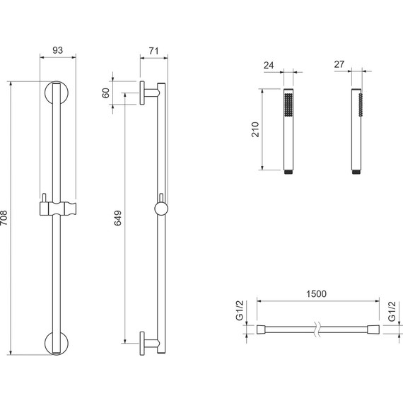 Душевой гарнитур Aquatek Европа AQ2012BG, золото шлифованное - фото 3