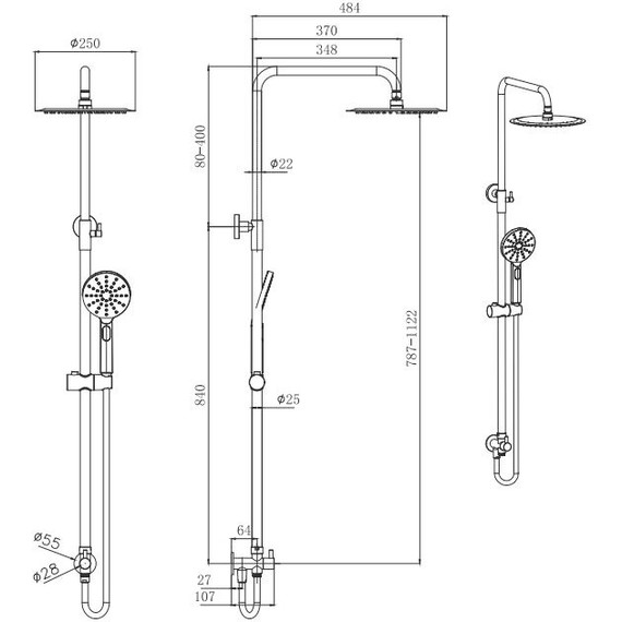 Душевая стойка Aquatek Вега AQ2046MB, чёрный матовый, Цвет производителя: чёрный матовый - фото 24