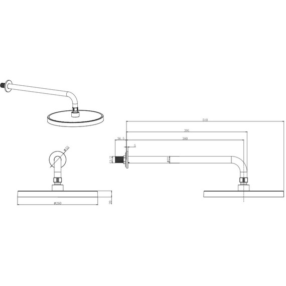 Верхний душ Aquatek  260x260 мм AQ2080CR - фото 3