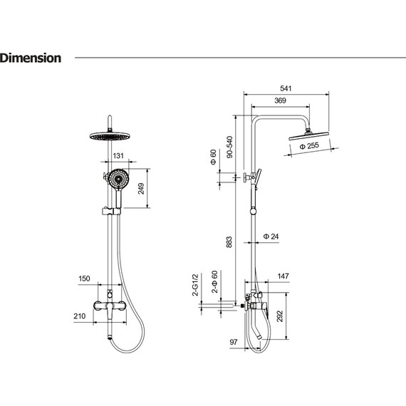 Душевая стойка Aquatek Лугано AQ2740BGM, оружейная сталь - фото 4