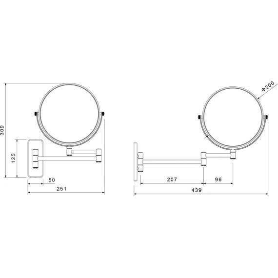 Зеркало косметическое настенное Aquatek AQ4910BGM, цвет оружейная сталь - фото 2