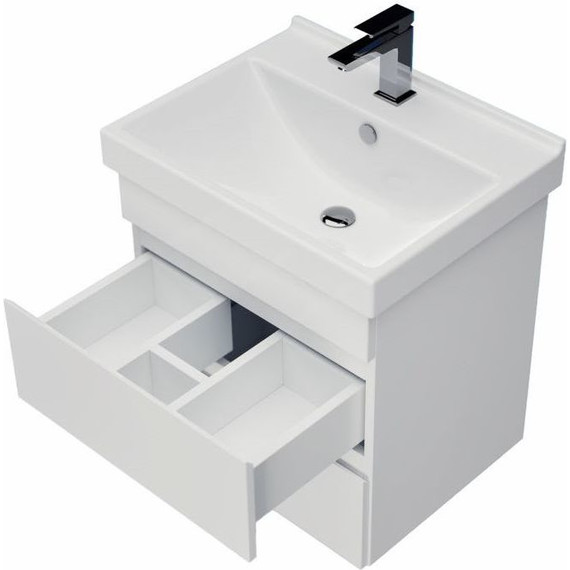 Тумба подвесная с раковиной Mirsant Next 50/2 см, белый - фото 2