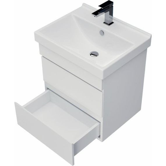 Тумба подвесная с раковиной Mirsant Next 50/2 см, белый - фото 3