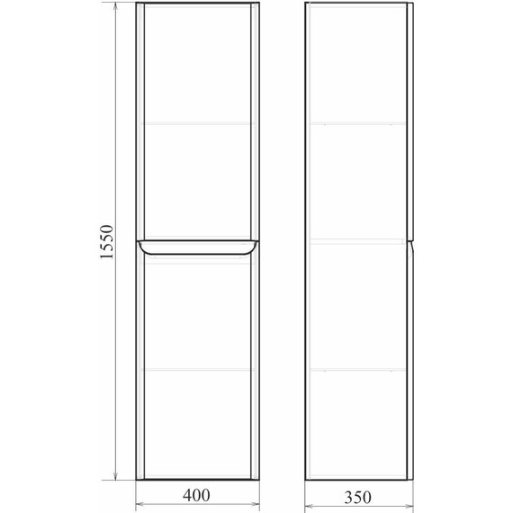 Пенал подвесной Sole Savag 40 см L, белый - фото 4